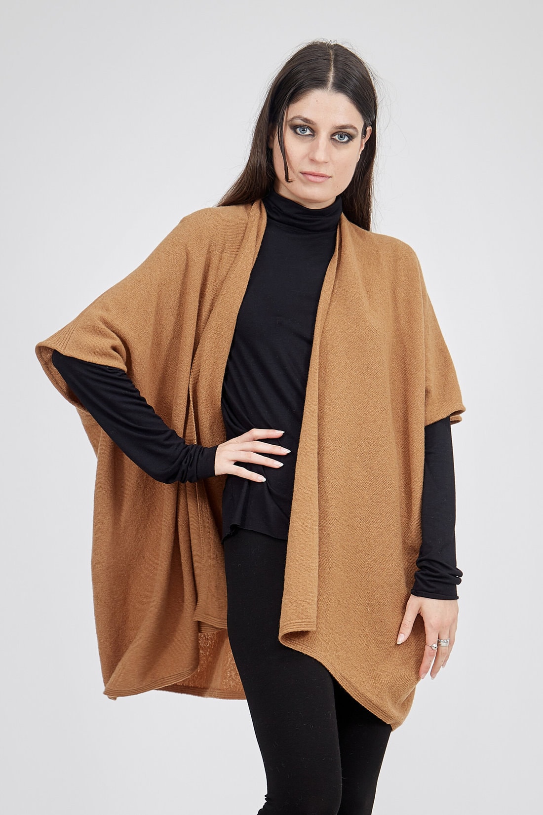 Brown large wool jacket for women LADY