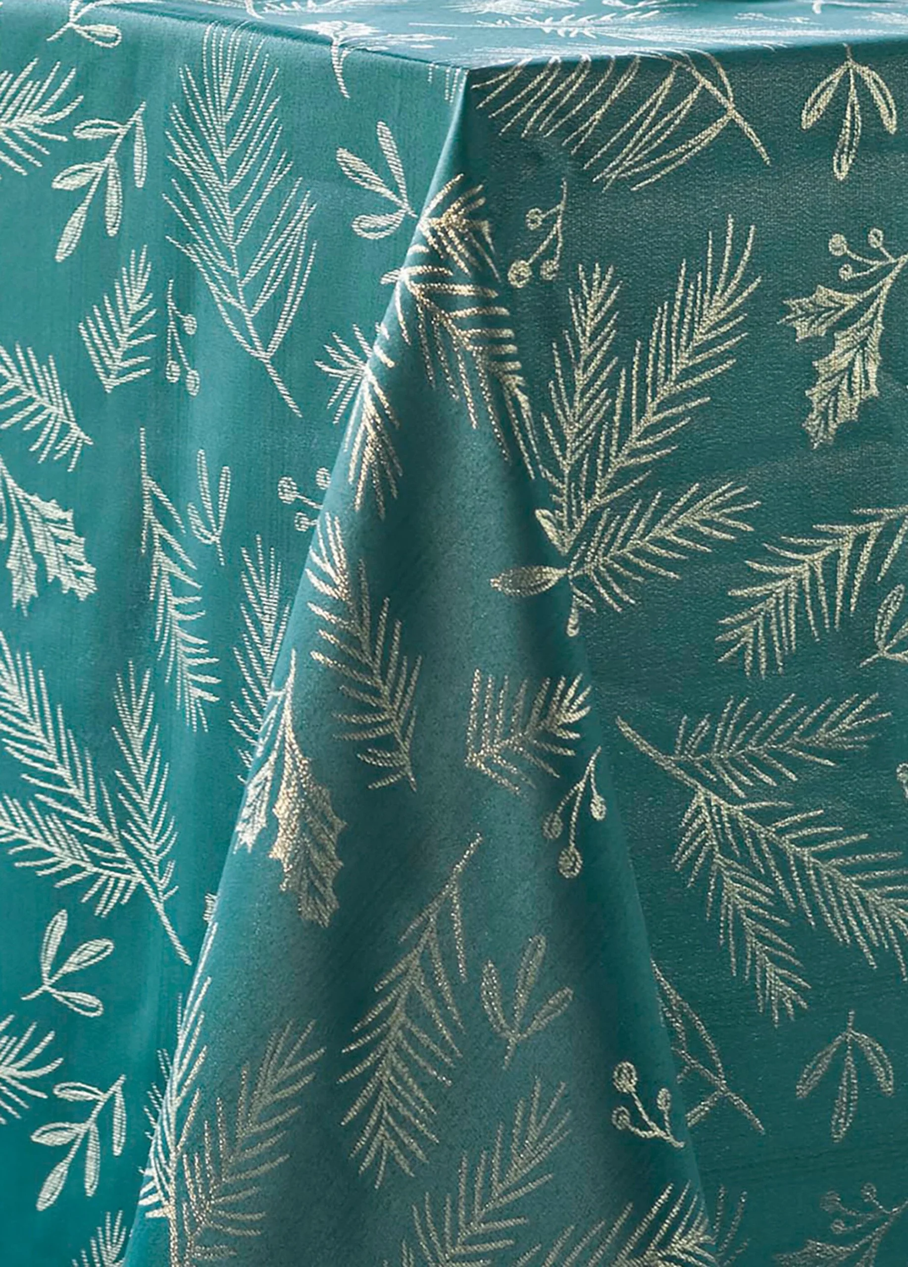 Nappe de fêtes imprimé métallisé houx – Image 2